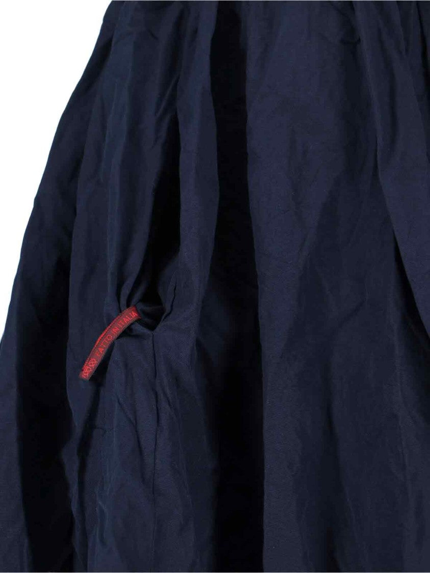 Daniela Gregis Cotton Satin Pleated Skirt – Navy