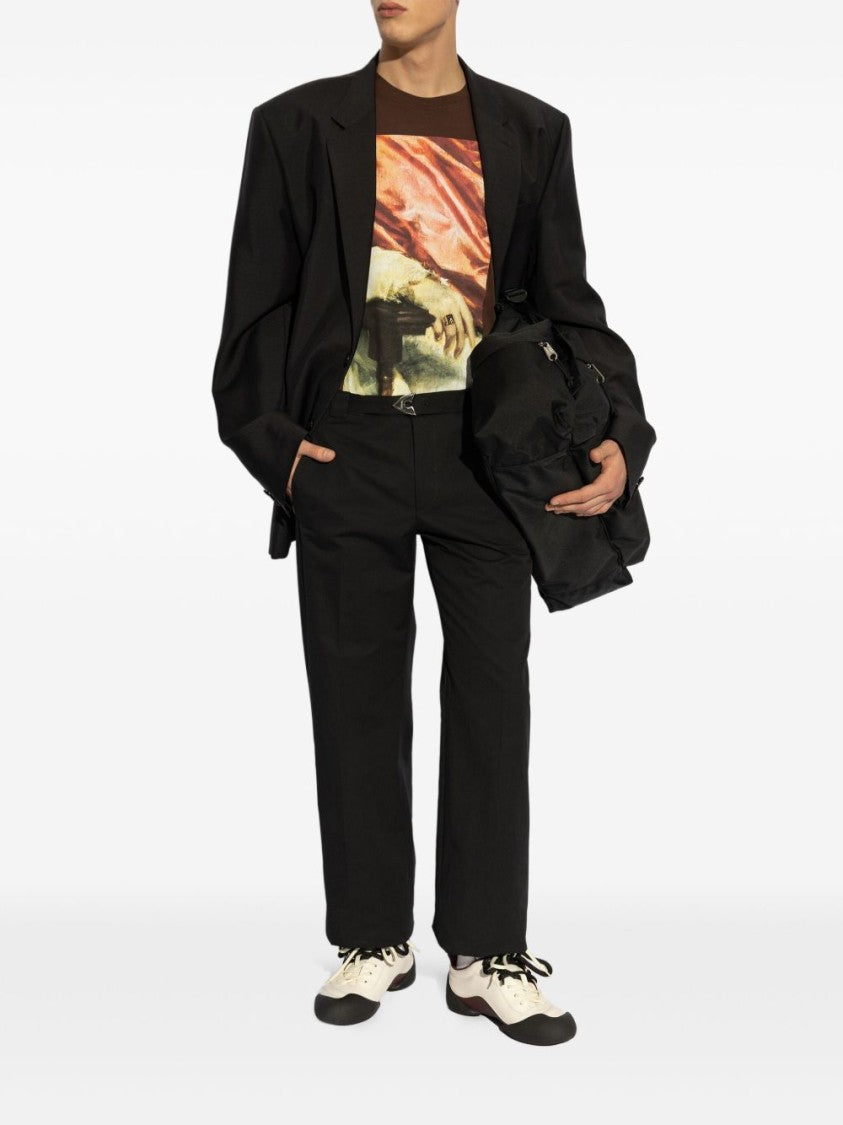 Alexander Mcqueen Belted Black Trousers With Concealed Fastening