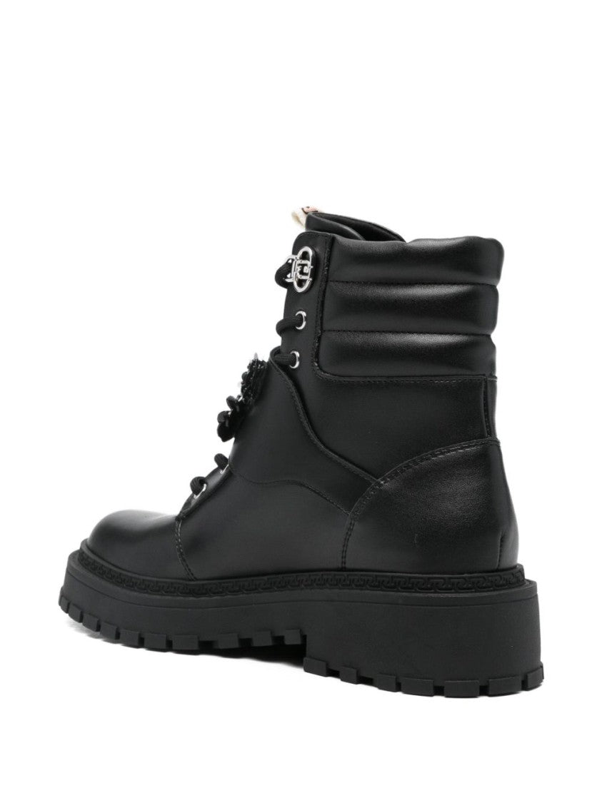 Liu Jo Black Ankle Boots With Floral Embellishments