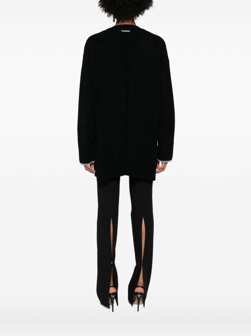 Pinko Cardigan-Style Sweater With Deep V-Neckline