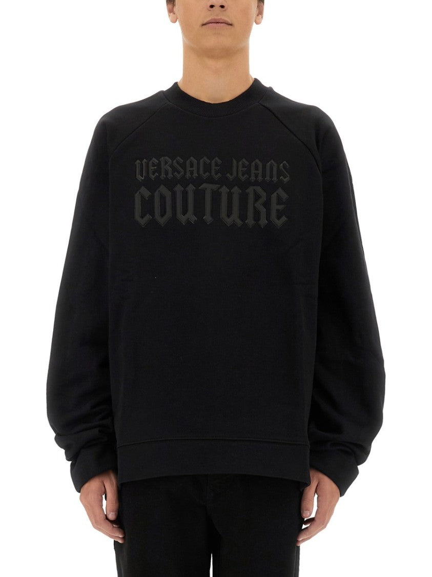 Versace Jeans Couture Bold Logo Print Sweatshirt With Raglan Sleeves