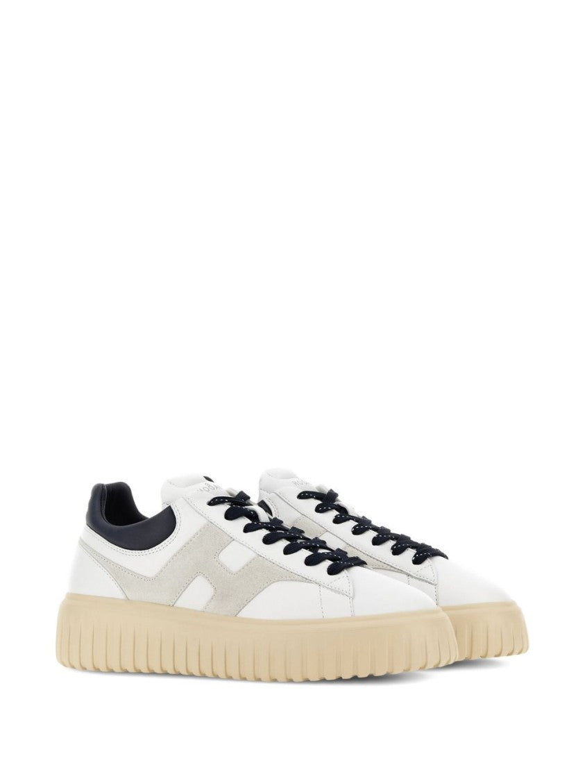 Hogan Lace-Up White Sneakers With Logo Patch