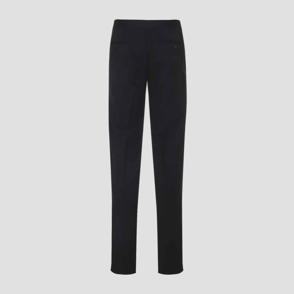 Canali Slim Straight-Leg Black Tailored Trousers With Button Closure