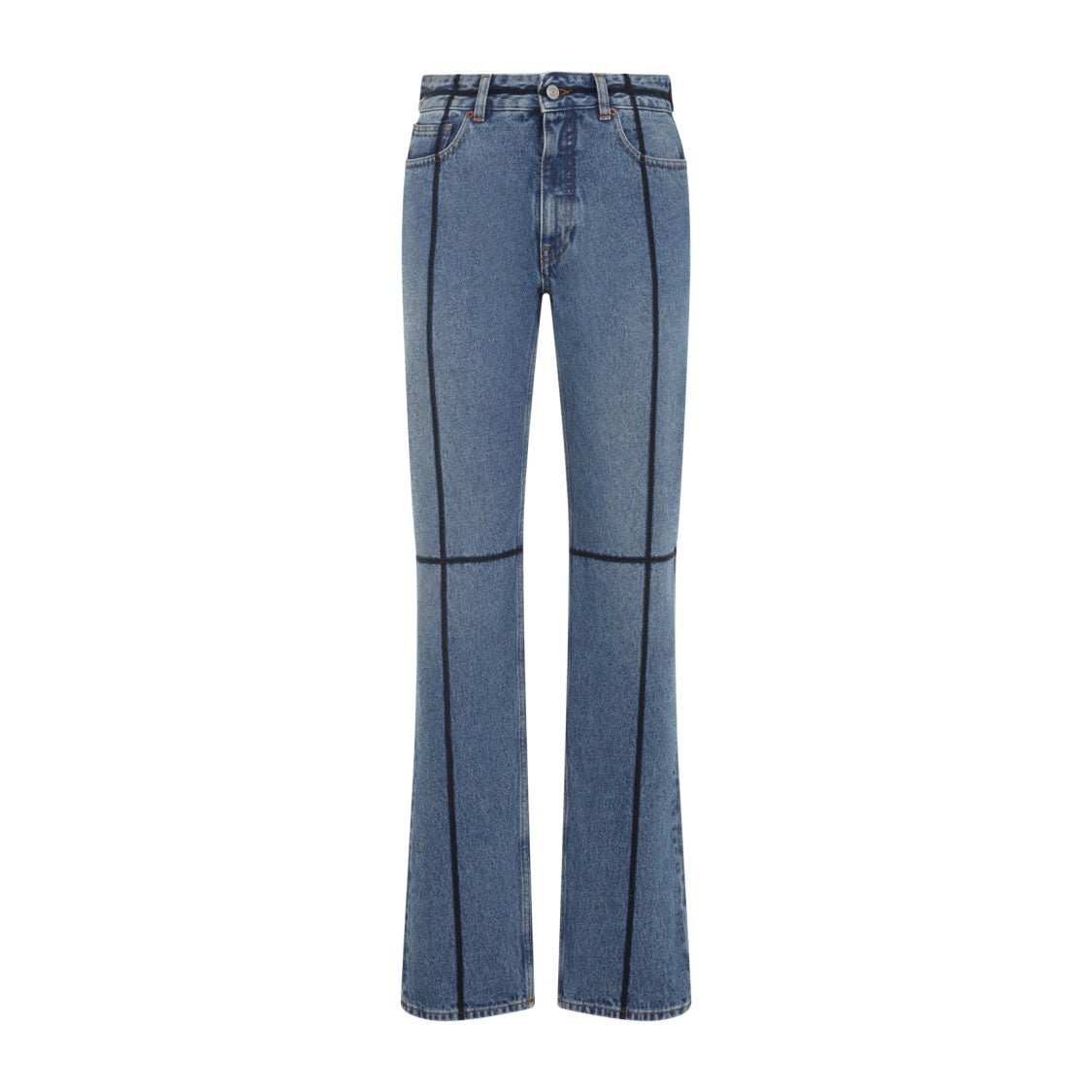 Mm6 By Maison Margiela Flared Blue Jeans With Contrasting Stitching