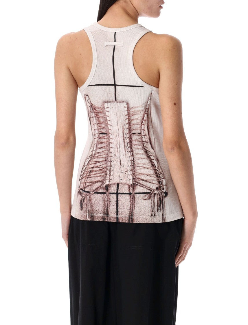 Jean Paul Gaultier Trompe L'oeil Corset Rib Cotton Tank Top