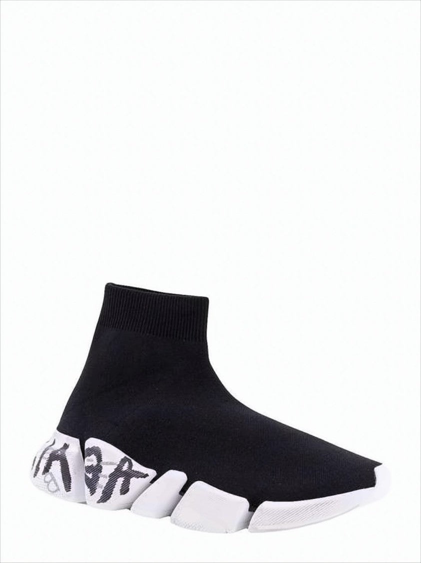Balenciaga Sock-Style Black Knit Sneakers With Chunky Sole