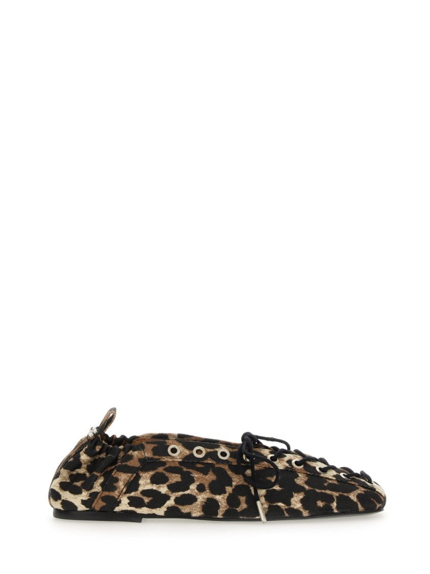 Ganni Lace-Up Ballet Flat