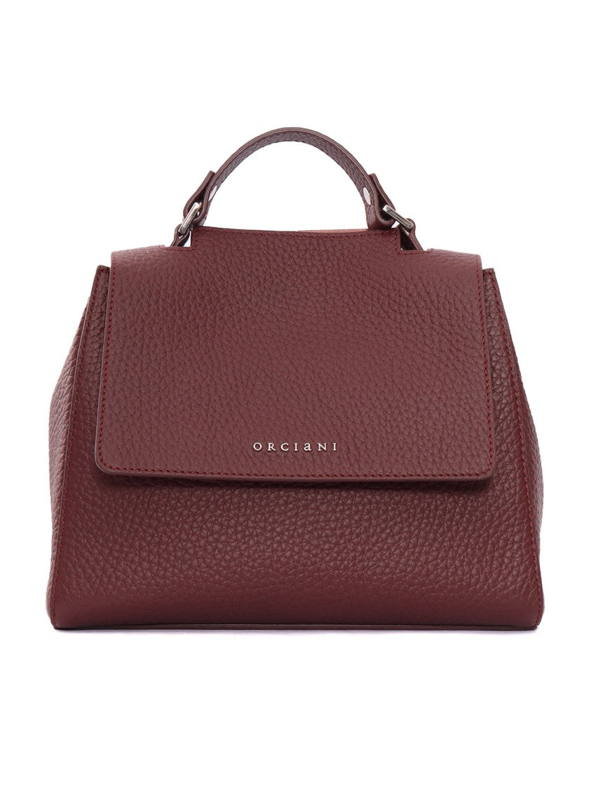 Claudio Orciani Structured Pebbled Leather Handbag With Flap Closure