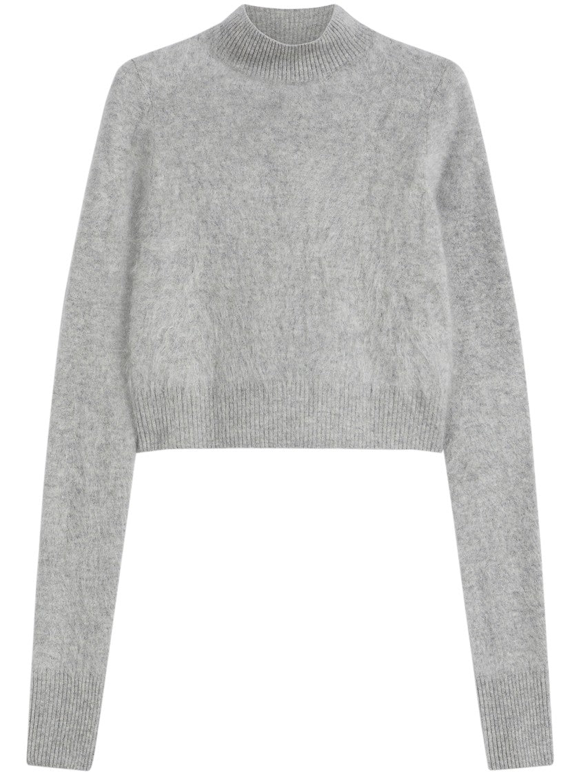 Max Mara Cropped Cashmere Sweater With High Ribbed Neckline