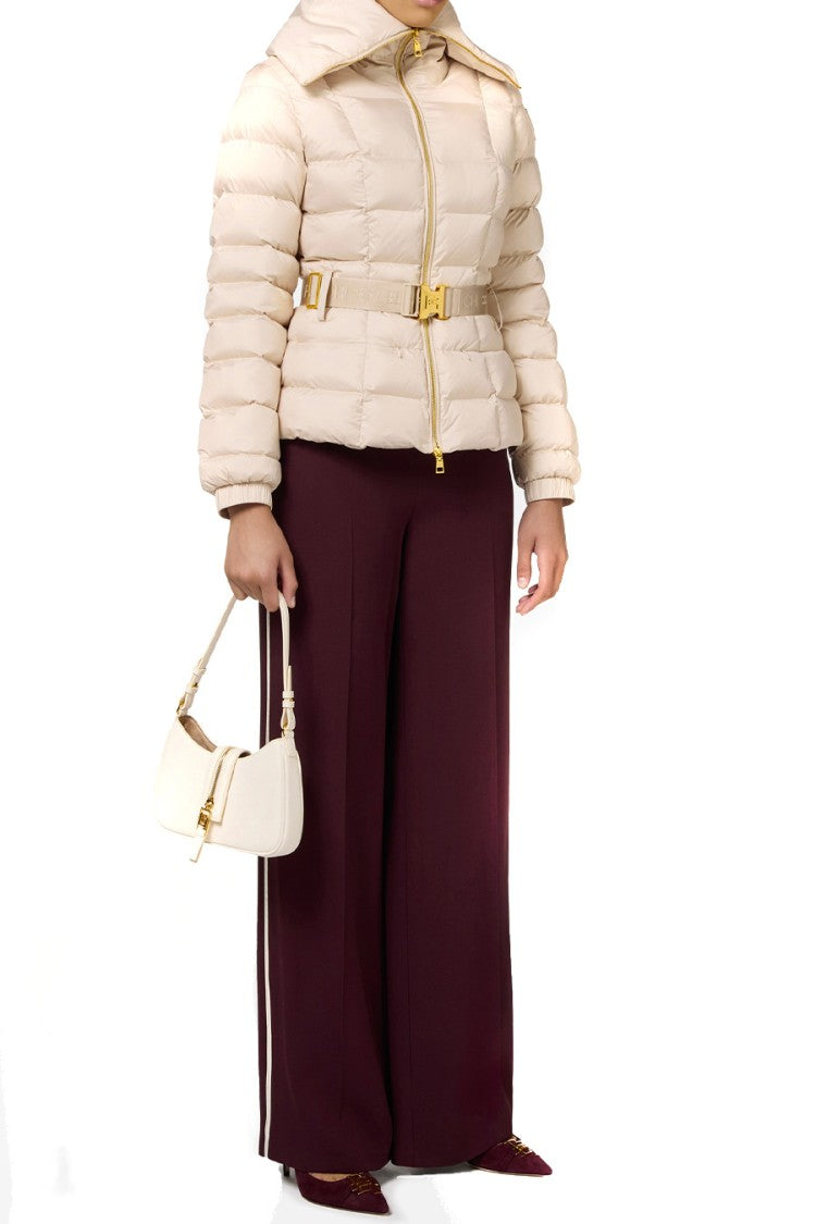 Elisabetta Franchi Quilted High Collar Jacket With Belted Waist