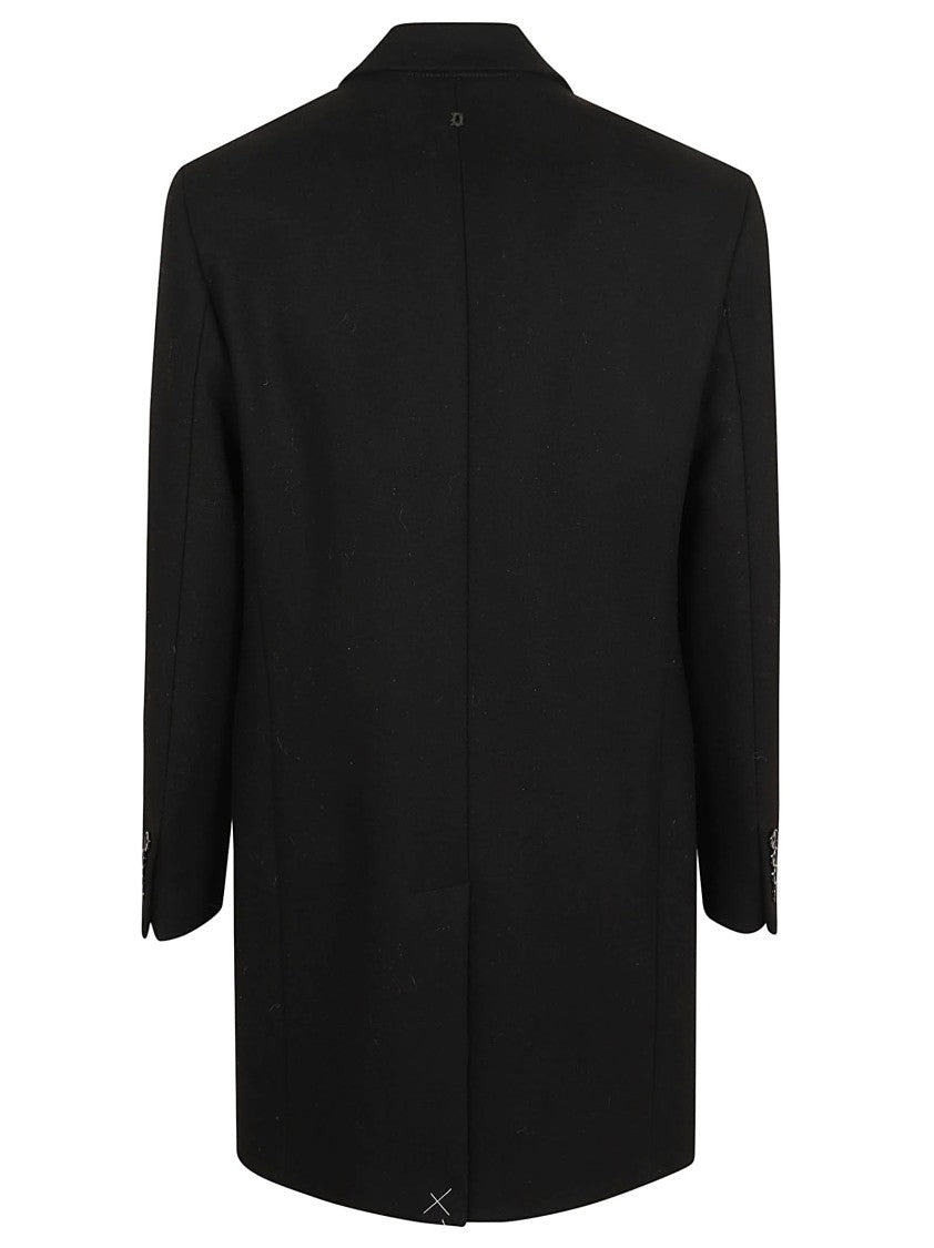 Dondup Knee-Length Wool Coat With Welt Pockets And Three Buttons