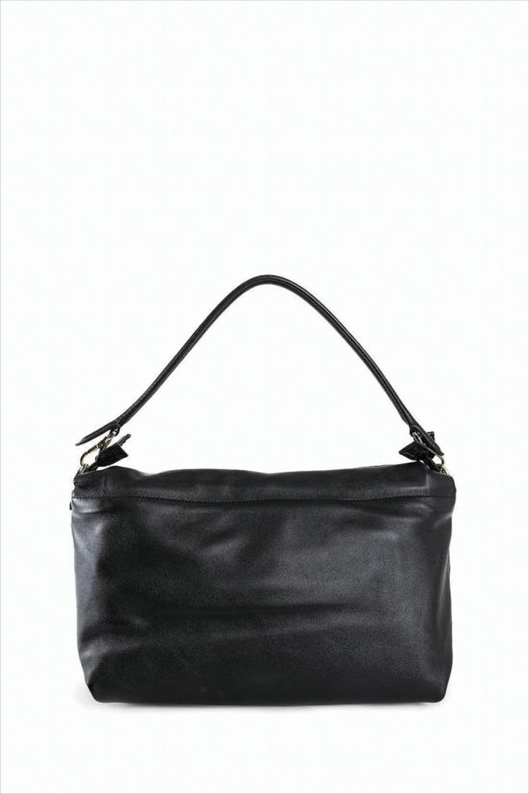 Fendi Geometric Clasp Black Lambskin Shoulder Bag