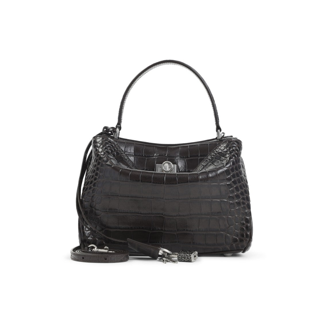 Balenciaga Ebony Brown Leather Rodeo Top Handle Handbag