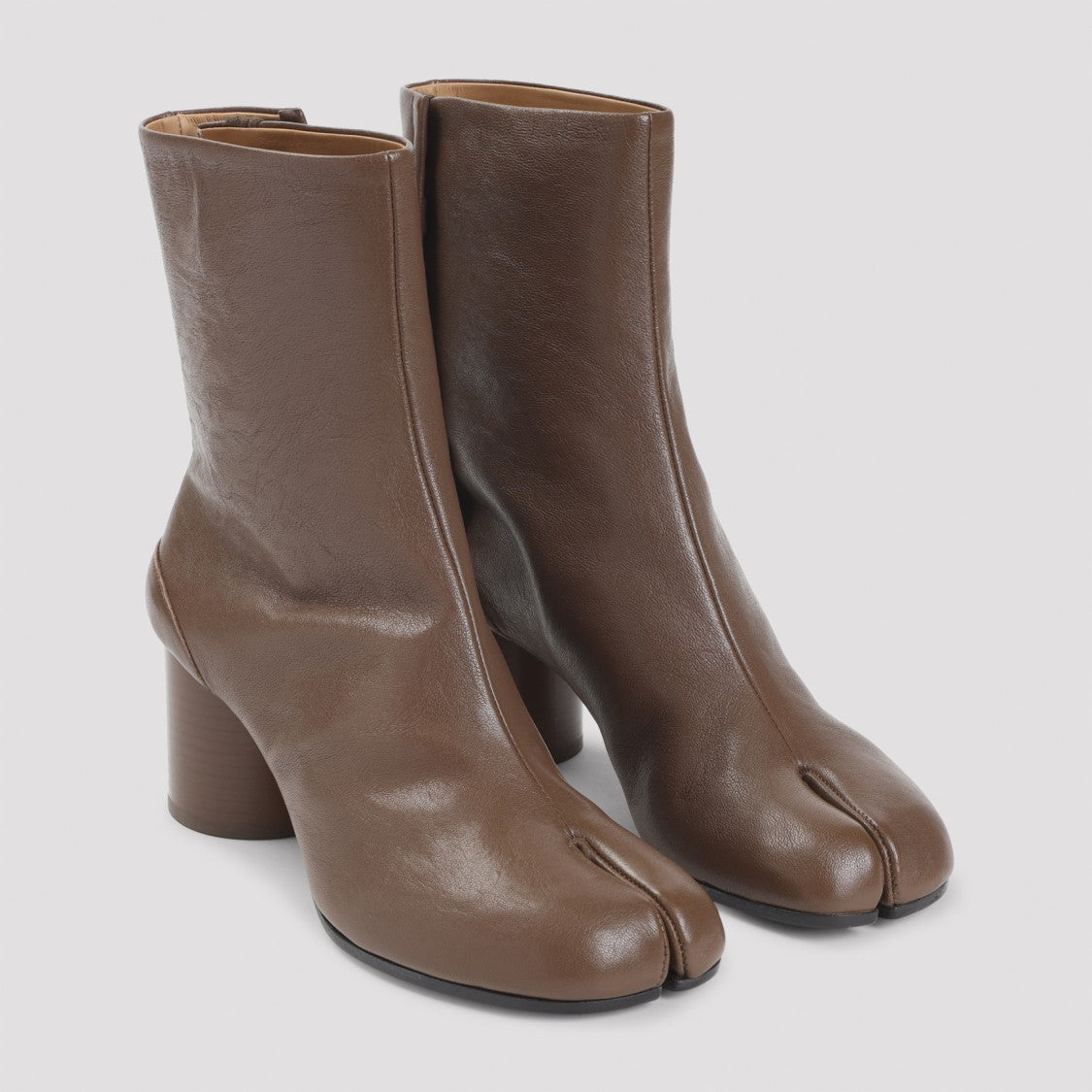 Maison Margiela Signature Split-Toe Brown Leather Tabi Boots