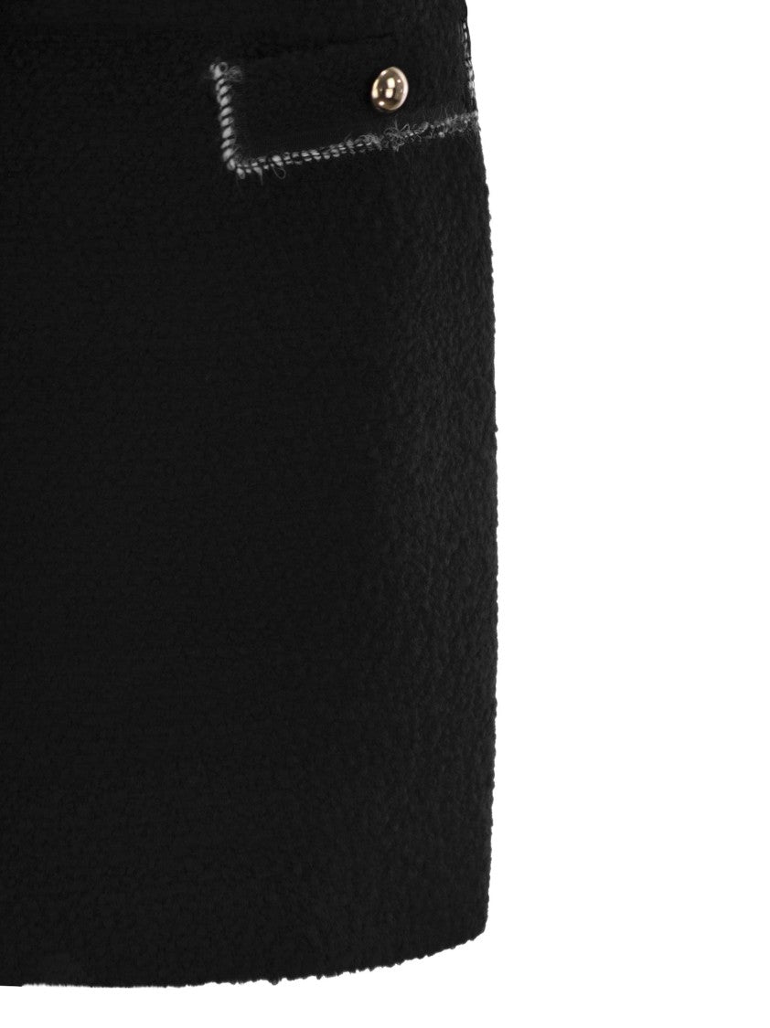 Fay Short Boucle Wool Skirt With Flap Pockets