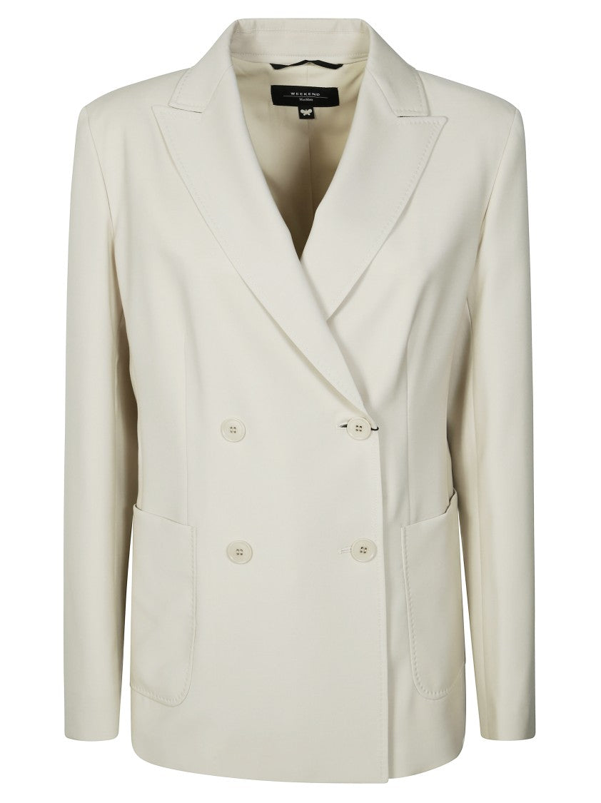 Max Mara Double-Breasted Stretch Blazer With Notched Lapel