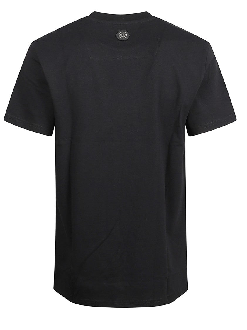 Philipp Plein Black Cotton T-Shirt With Skull And Crossbones Graphic