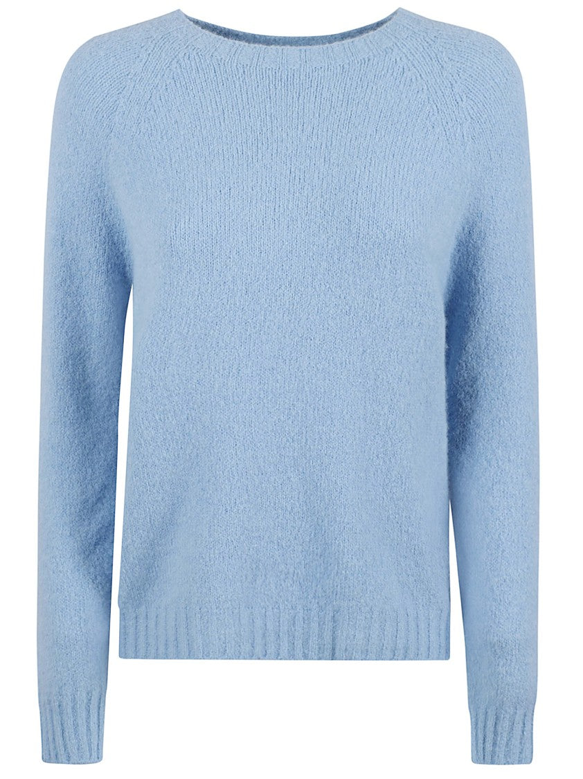 Max Mara Textured Alpaca Knit Sweater With Classic Crew Neckline