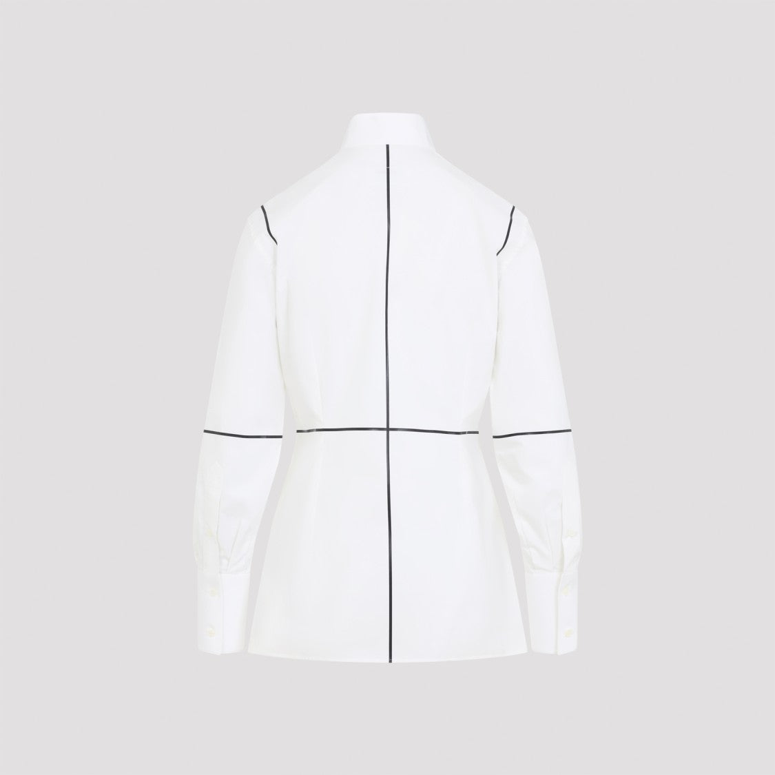 Mm6 By Maison Margiela Structured White Shirt With Grid Pattern And High Collar