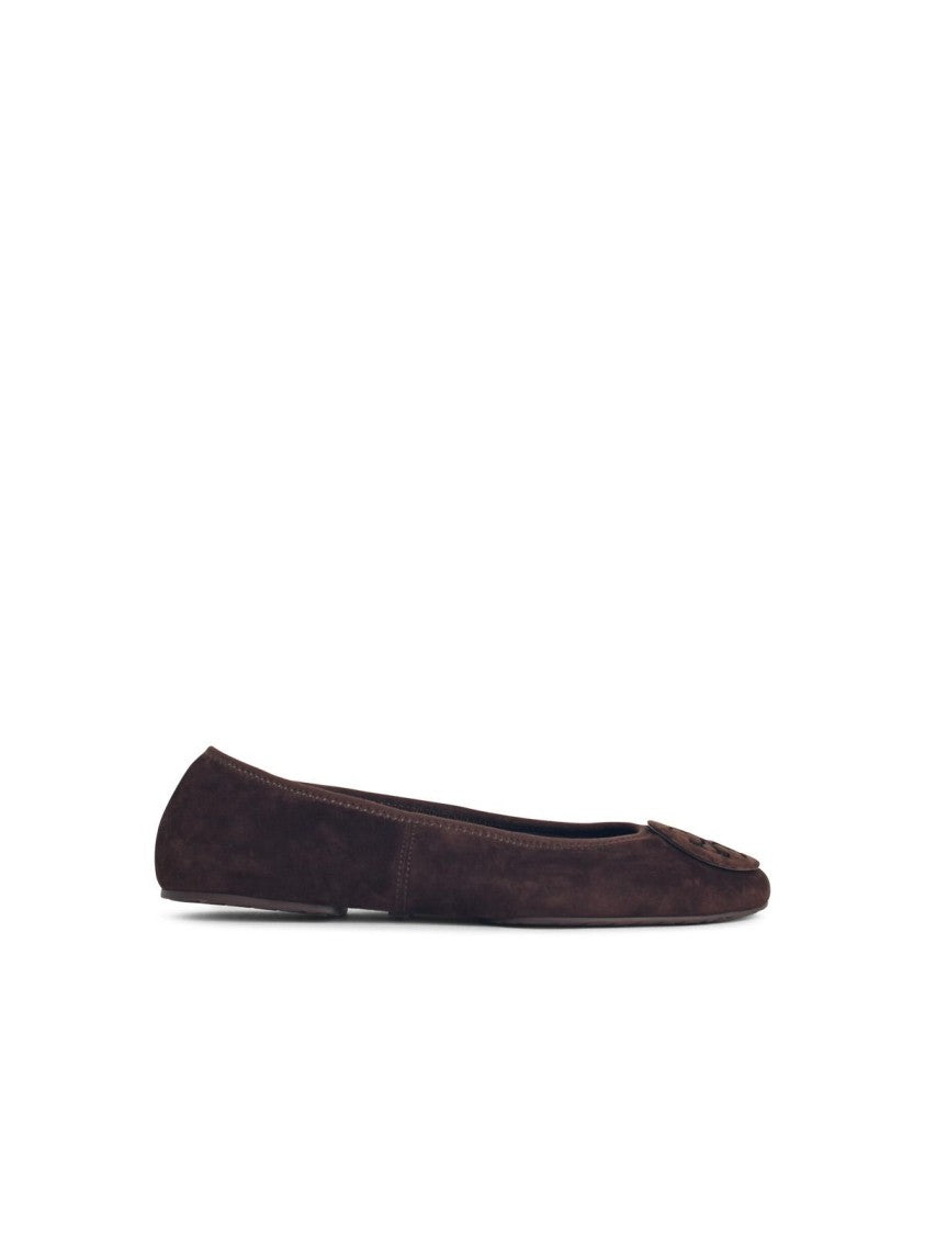 Tory Burch Ballerina 'Reva' I Suede Dark Cocoa
