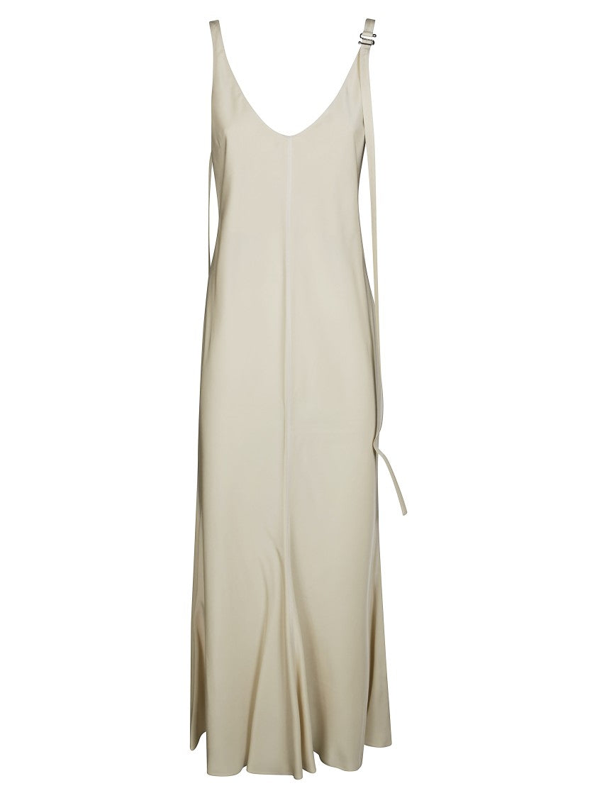 Sportmax Viscose Midi Dress With Adjustable Straps And Flared Silhouette