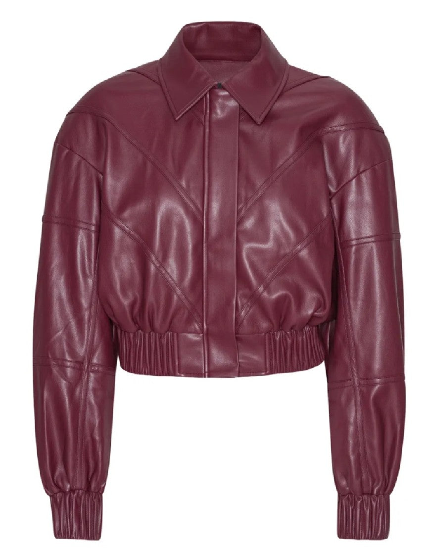 Rotate Silk-Finish Bomber Jacket With Ribbed Cuffs