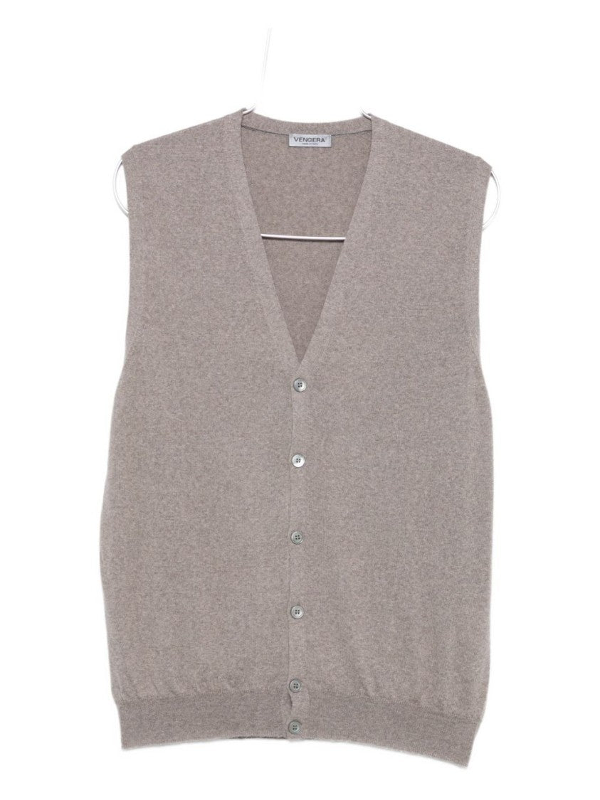 Gran Sasso Sleeveless Grey Knit Vest With V-Neckline