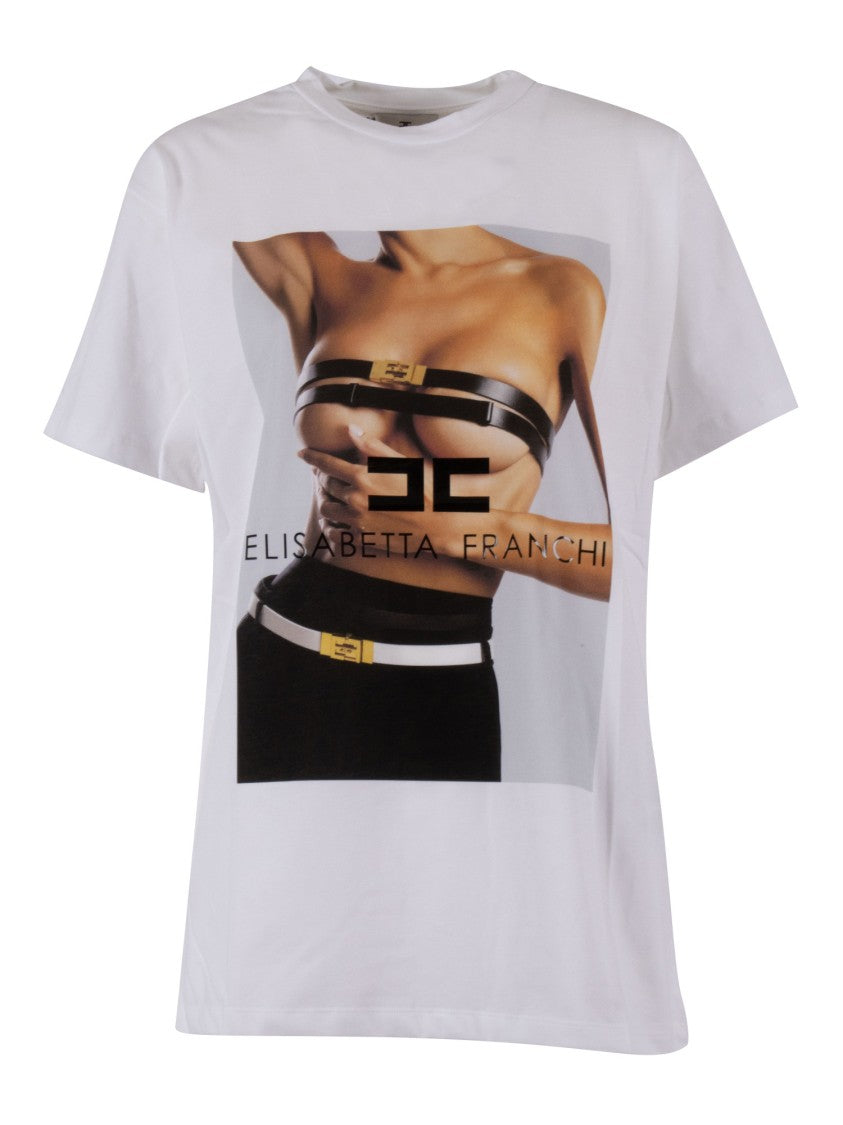 Elisabetta Franchi Graphic Print T-Shirt With Stylish Torso Design