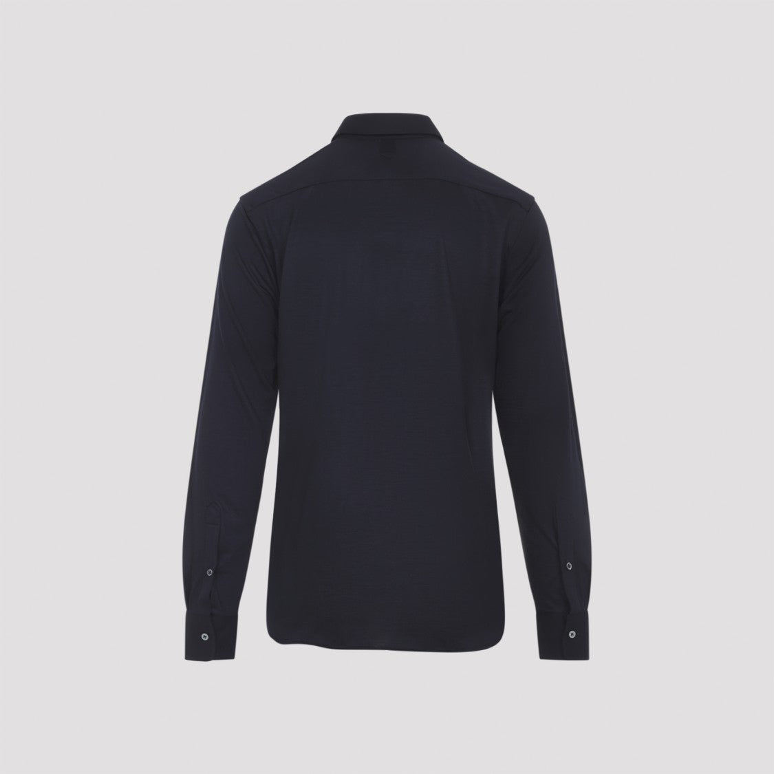 Canali Navy Blue Wool Jersey Shirt