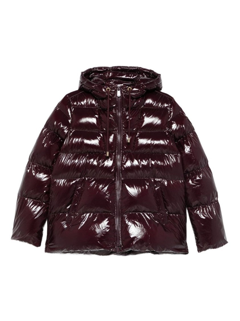 Pinko Quilted Hooded Jacket In Rich Burgundy