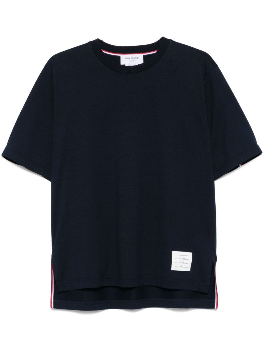 Thom Browne Midnight Blue T-Shirt With Grosgrain Tab