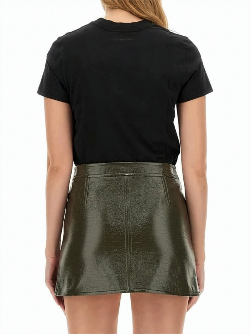 Courrèges Fitted Black Cotton Crew Neck T-Shirt