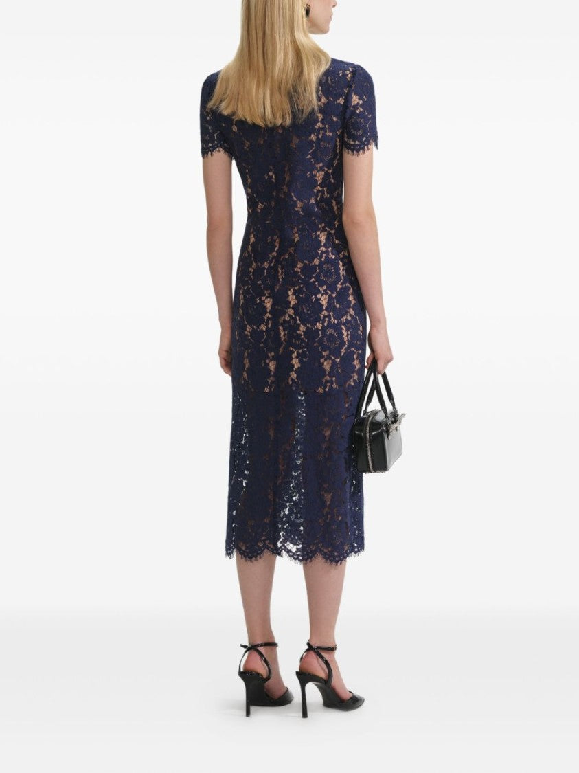 Self-Portrait Navy Blue Lace Midi Dress