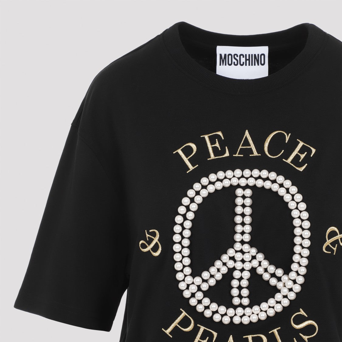 Moschino Pearl Embellisment Black T-Shirt