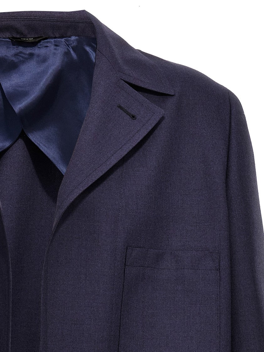 Fendi Single-Breasted Wool Jacket With Half Belt Detail