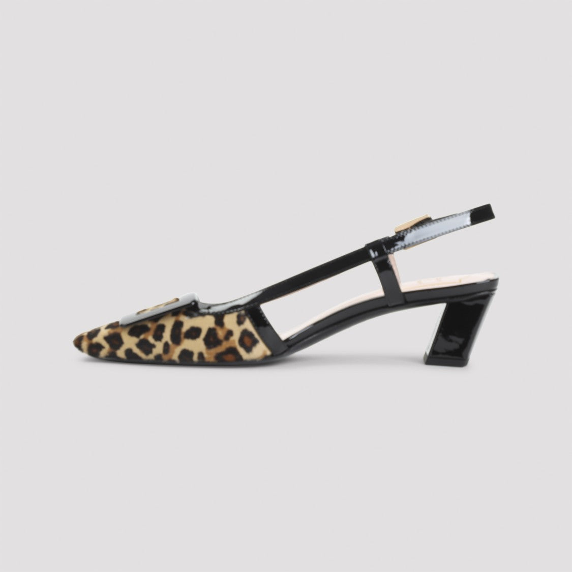 Roger Vivier Natural Black Patent Leather Bv Pony Sling Back