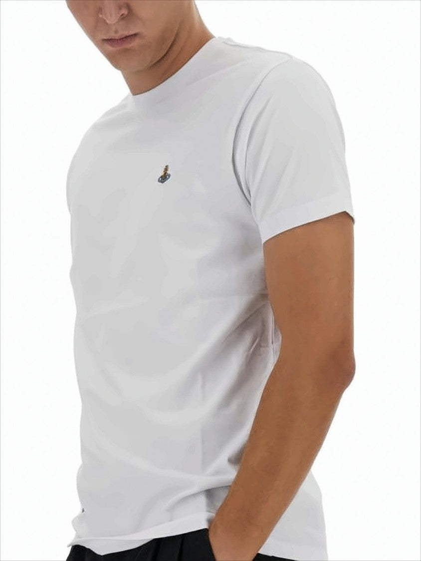 Vivienne Westwood Short-Sleeved Classic White T-Shirt With Embroidered Detail
