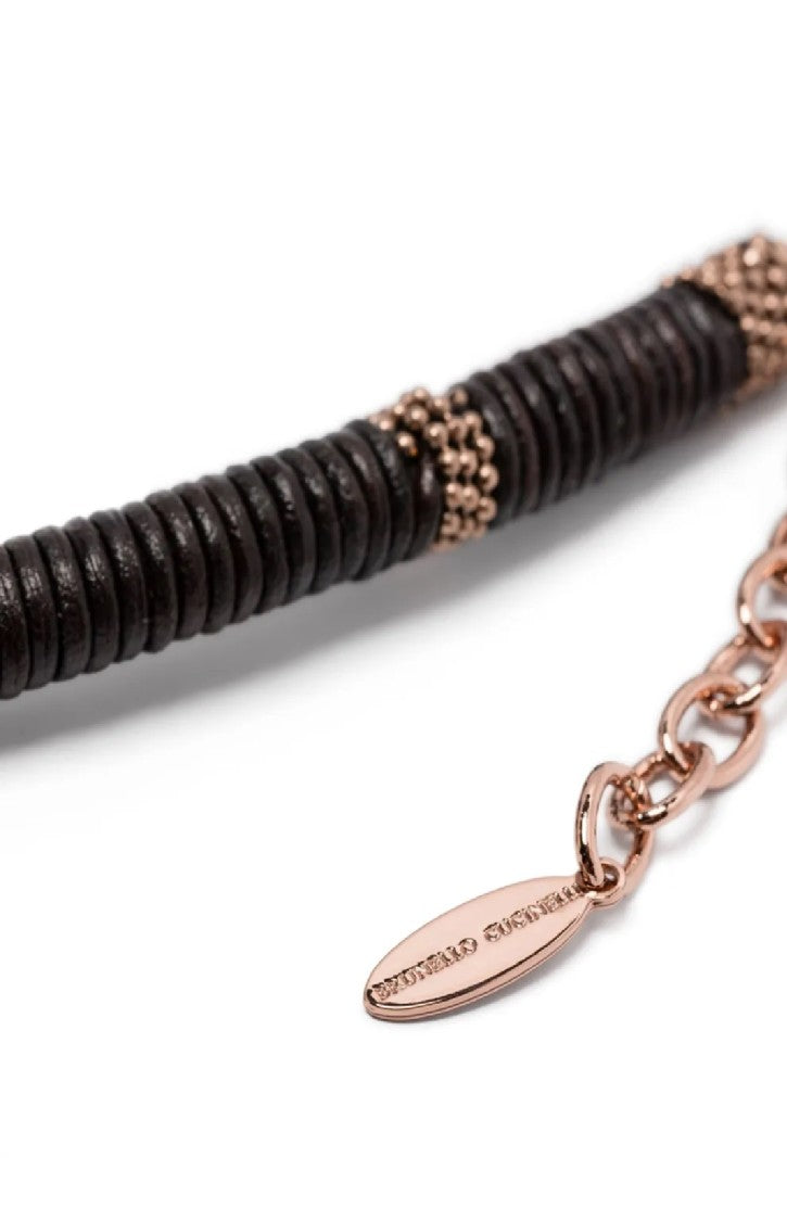 Brunello Cucinelli Black Bead Bracelet With Metallic Accents