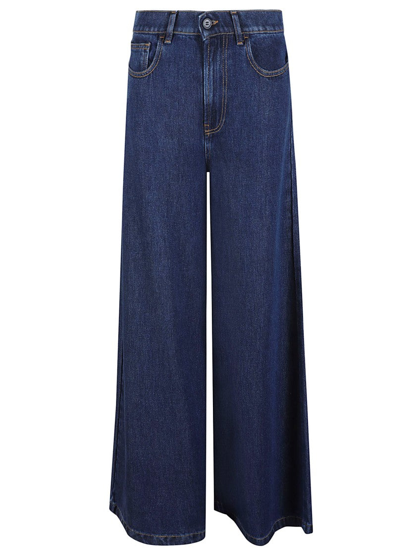P.A.R.O.S.H. High-Waisted Wide-Leg Pants With Classic Five-Pocket Design