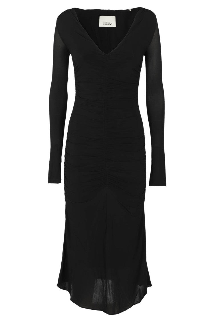 Isabel Marant Laly Draped Black Midi Dress