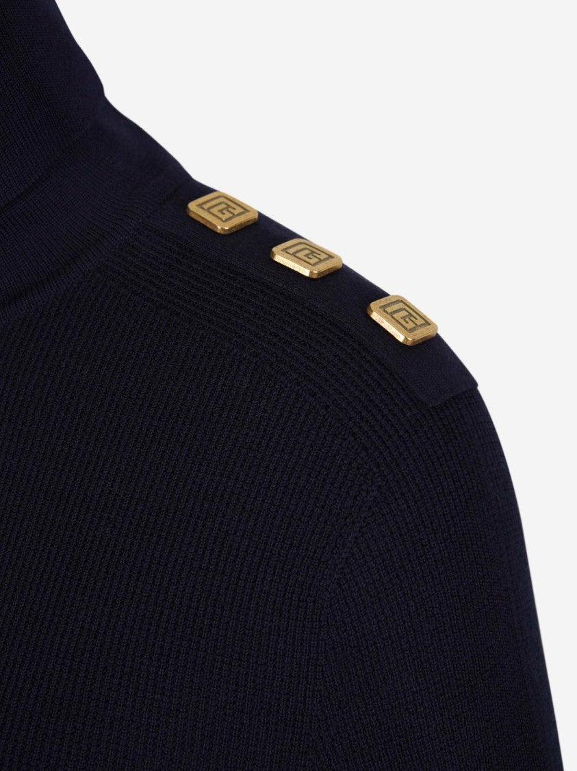 Balmain Shoulder Buttoned Turtleneck