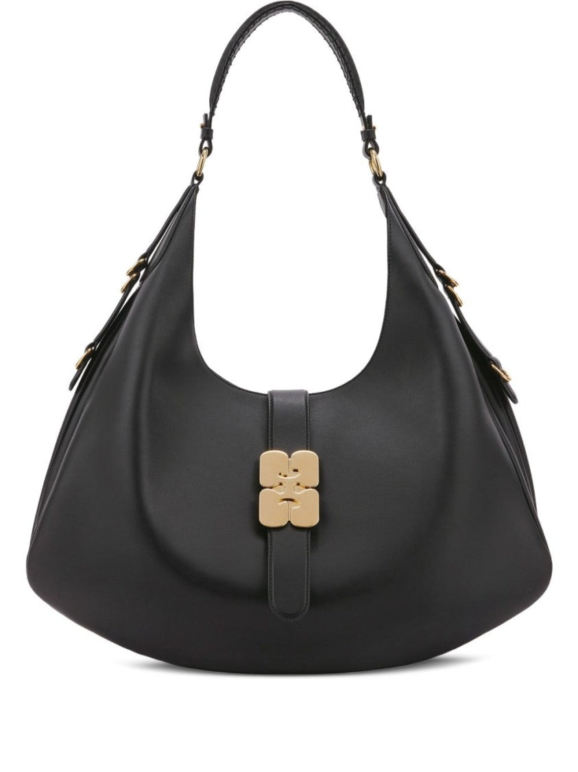 Ganni Curved Black Shoulder Bag