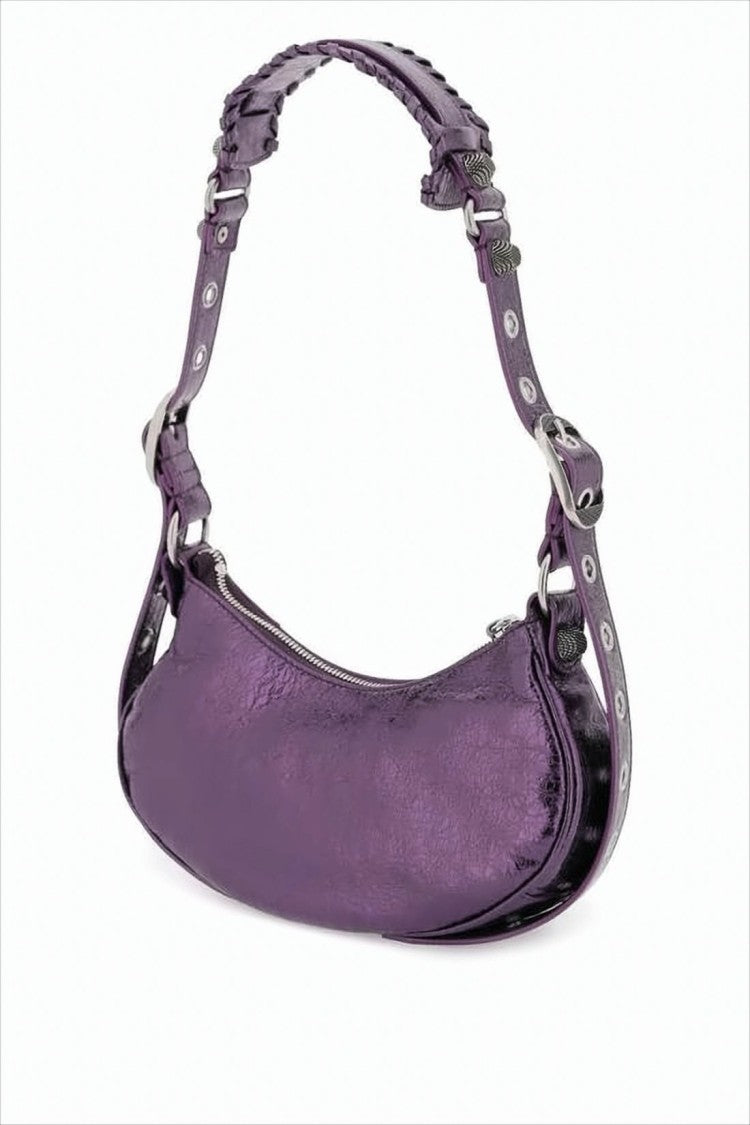 Balenciaga Crescent Shoulder Bag In Glossy Lambskin Leather
