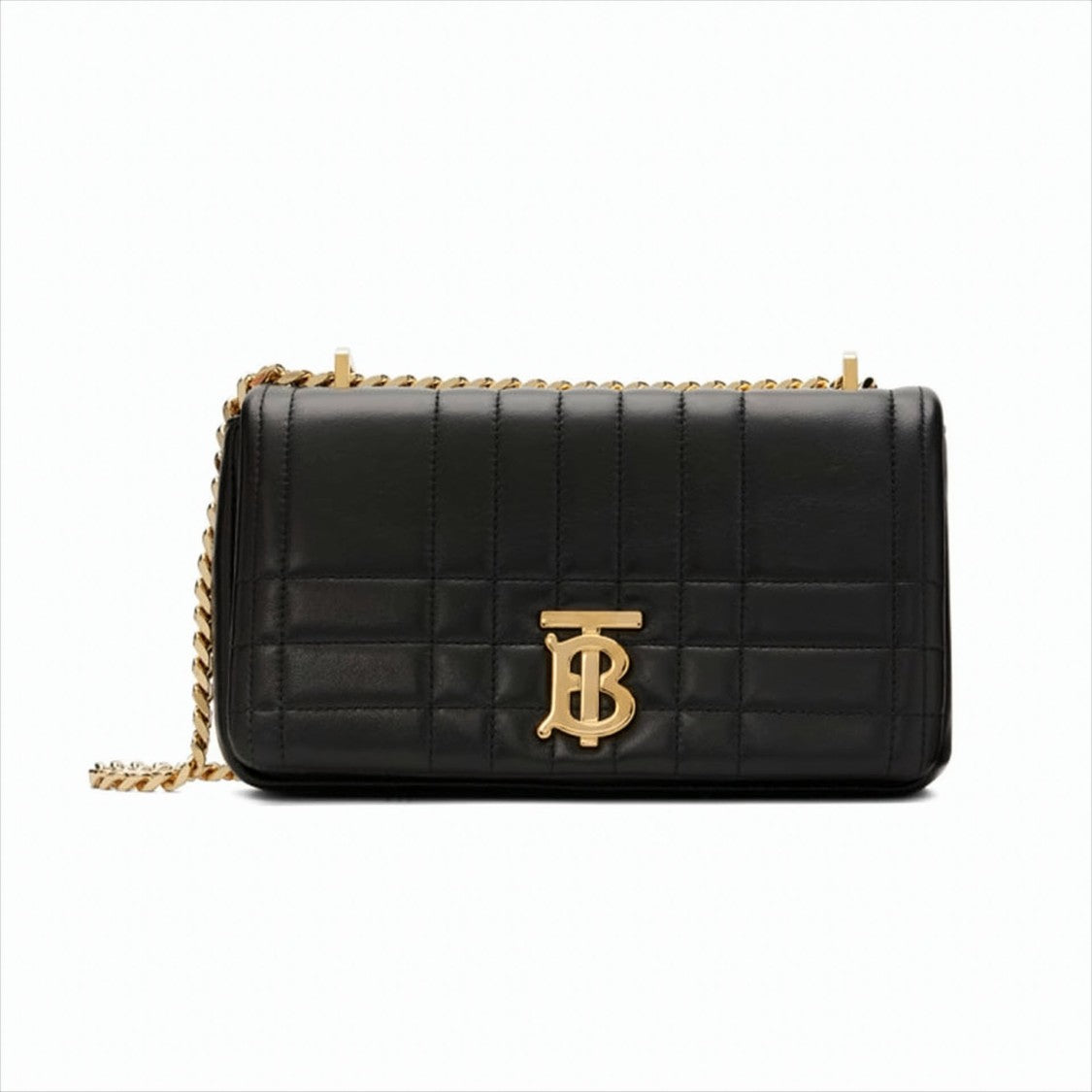 Burberry Quilted Black Lambskin Shoulder Bag With Chain Strap