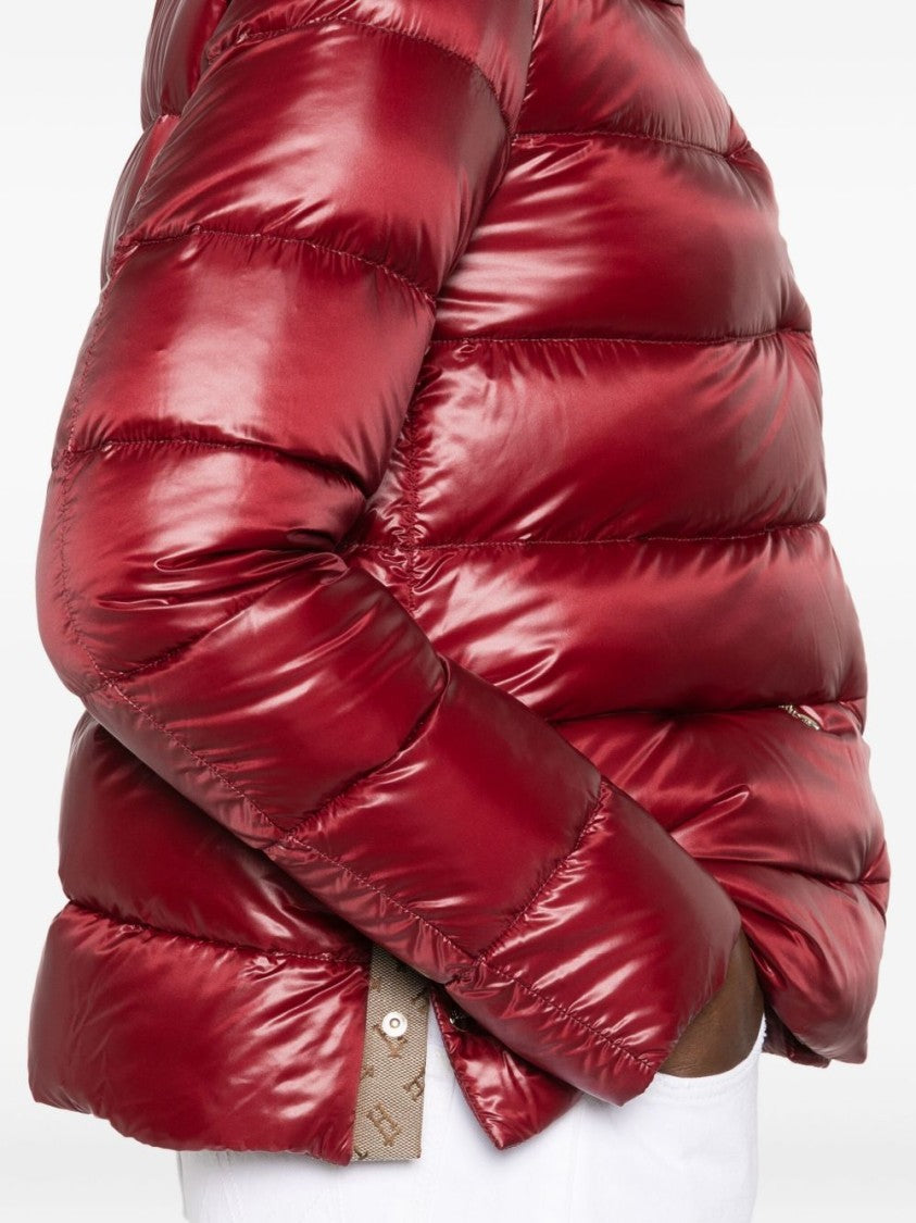 Herno Bordeaux High-Collar Puffer Jacket With Cropped Fit