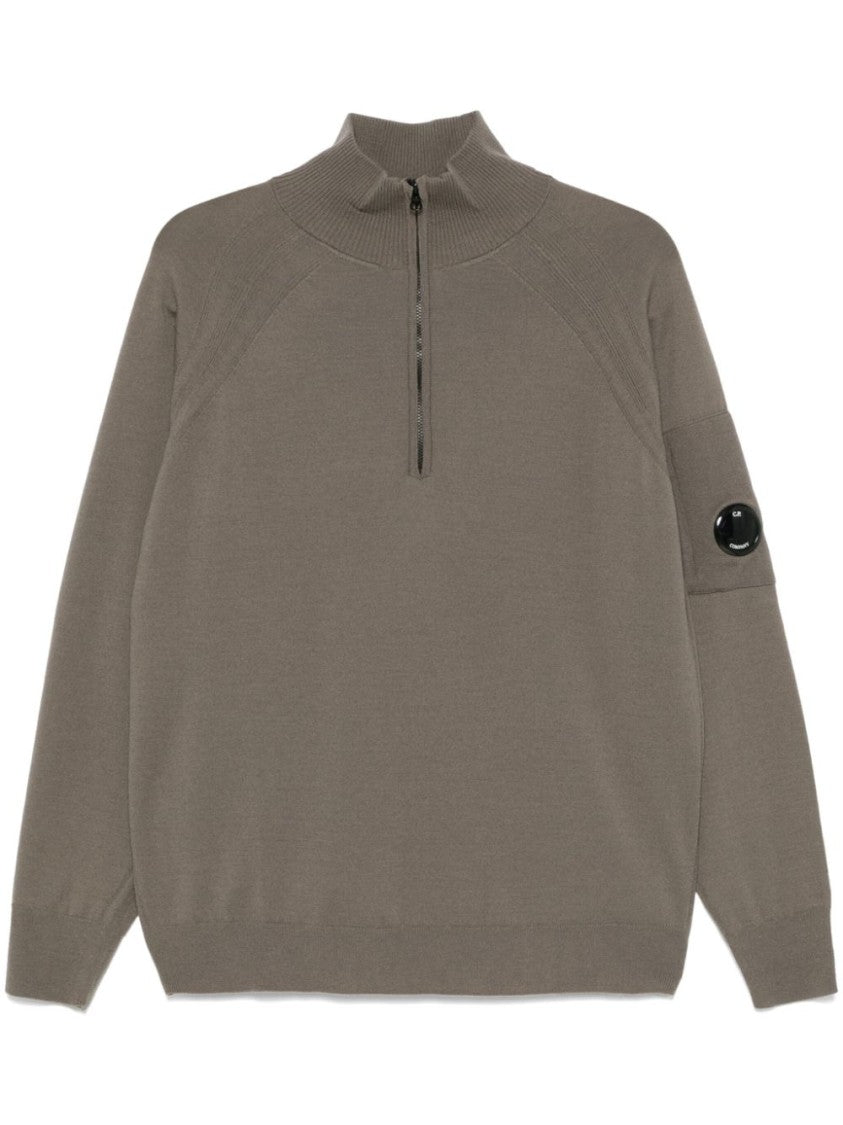 C.P. Company Lens-Detailed Olive Green Sweater