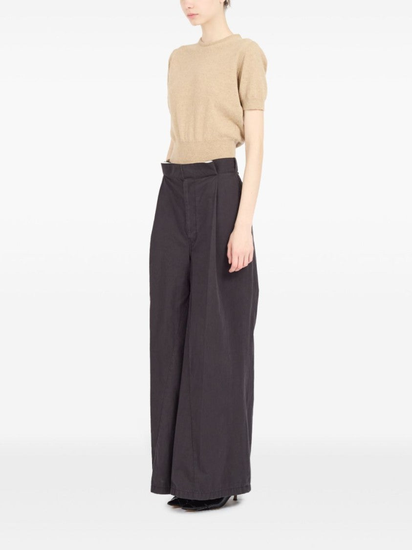 Maison Margiela Beige Knitted Wool Short-Sleeved Top