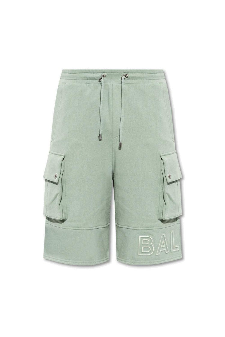 Balmain Relaxed Fit Cargo Shorts With Adjustable Waist And Embroidered Logo