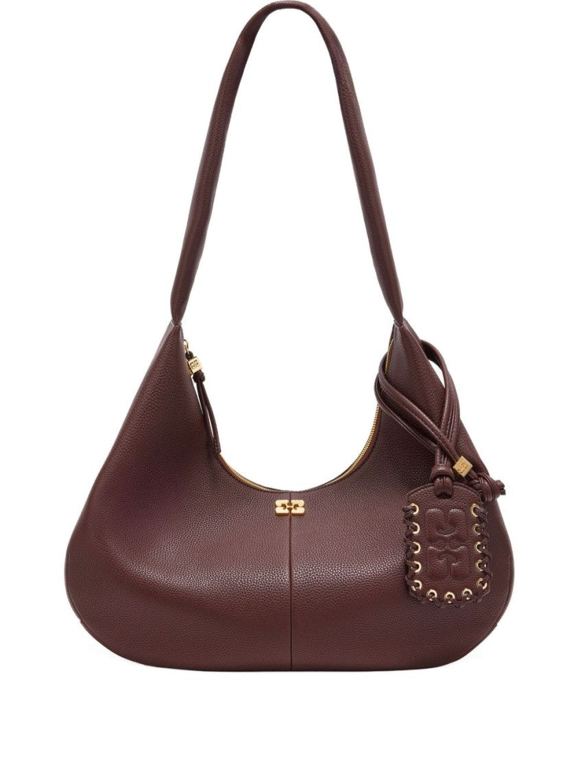 Ganni Crescent-Shaped Shoulder Bag With Textured Finish