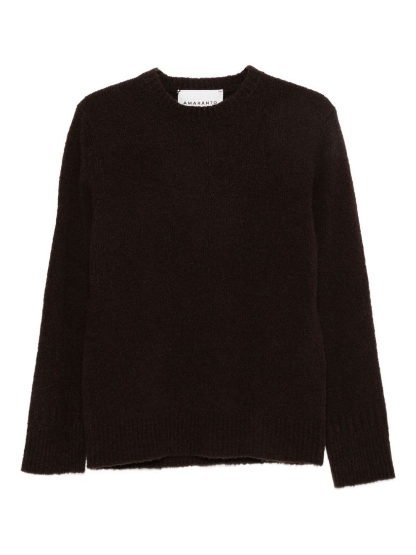 Amaranto Crew Neck Brown Knit Sweater